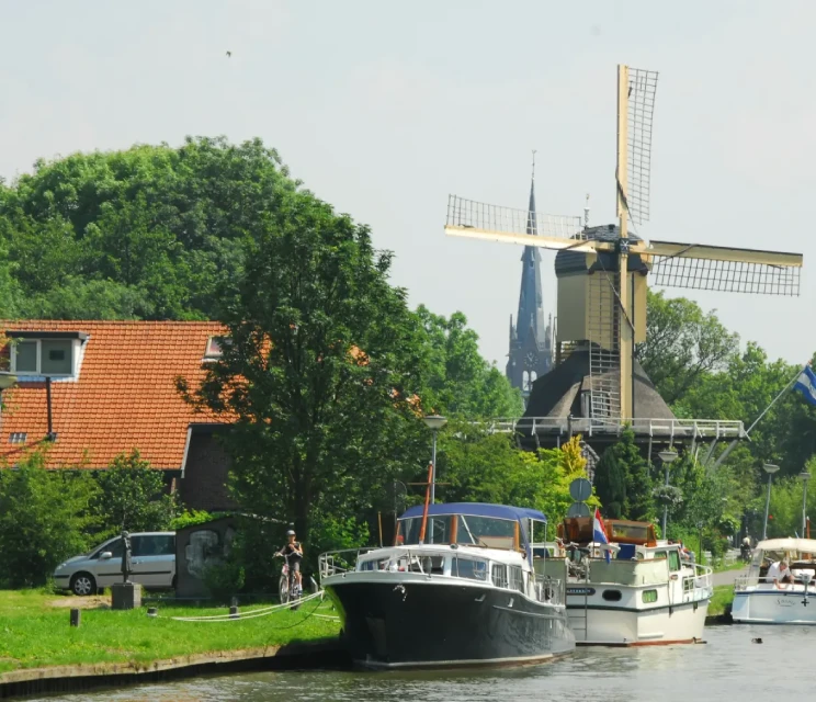 River view in Diemen, Netherlands